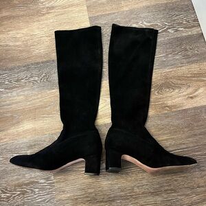 Stuart Weitzman Black Suede Heeled Boots
